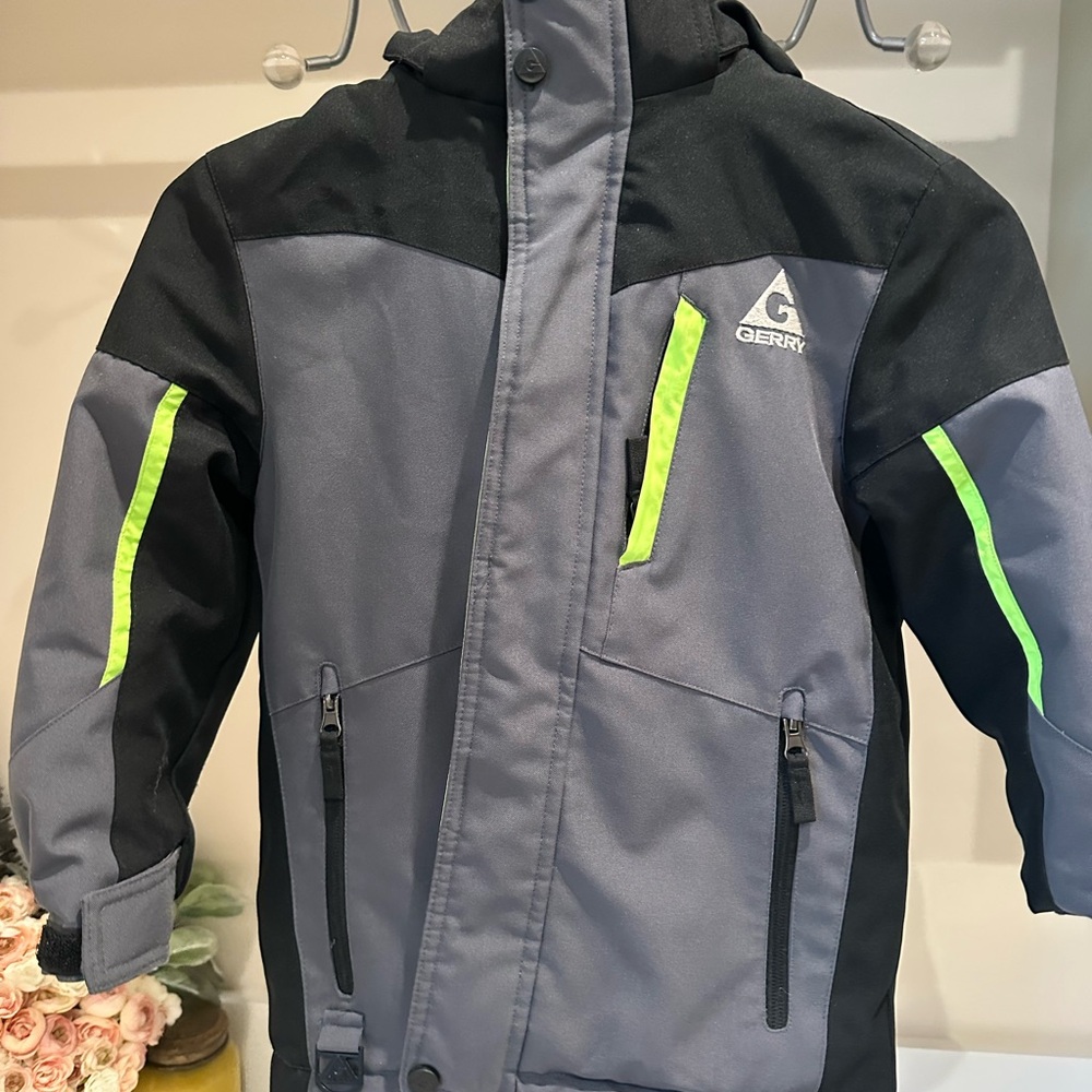 Gerry Weber Kids Puffer Jacket in Gray and Black with Neon Highlights